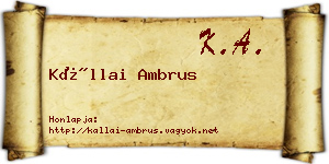 Kállai Ambrus névjegykártya